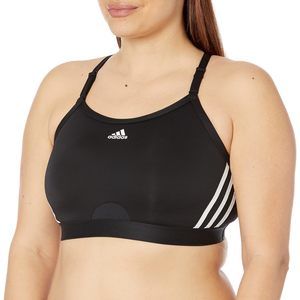 adidas Womens Aeroreact Training Light Support 3 Stripe Sports Bra Size 2X